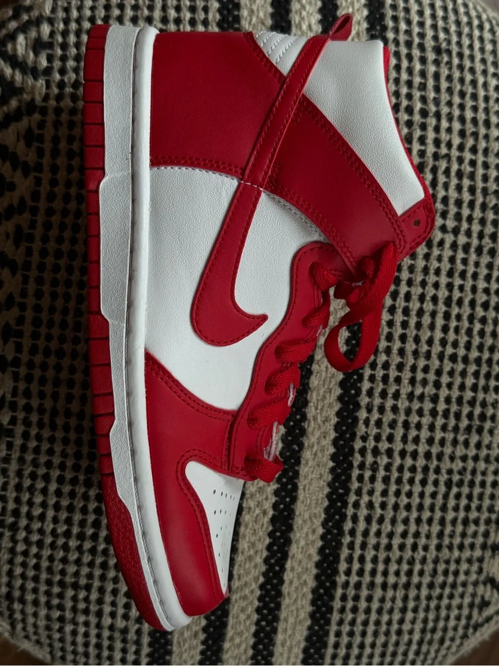 Nike Red and White High-Top Sneaker